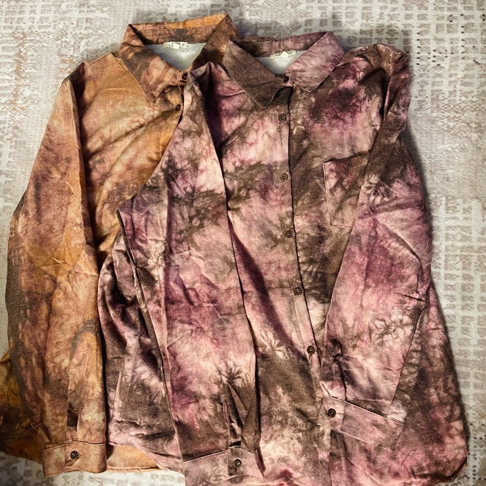 NWOT eLuna Tie-Dye Button-Up Shirts (2)